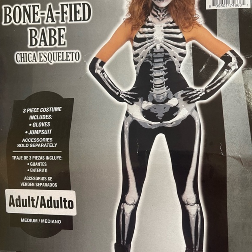 Bone-A-Fied Babe Skeleton Jumpsuit - Black and White